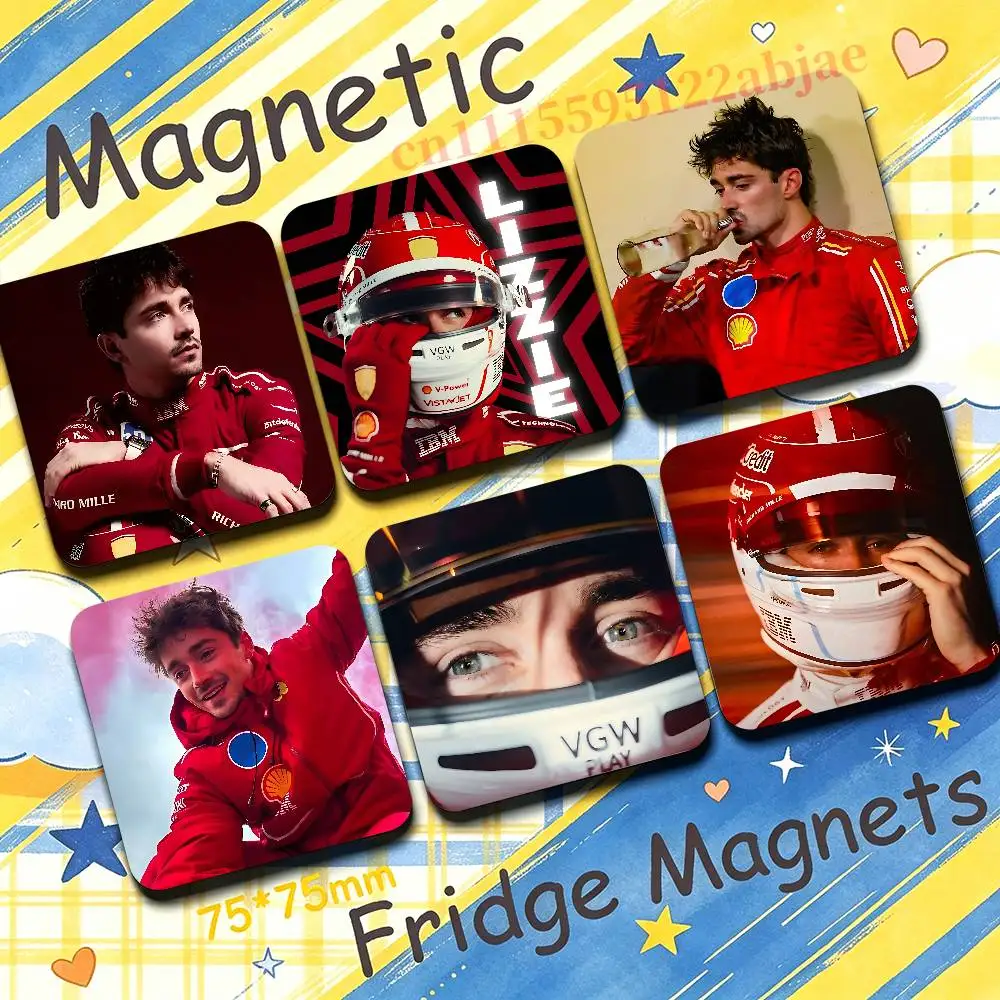 C-Charles Leclerc 75mm Square Cute Fridge Magnet Refrigerator Magnet Apartment Decor Gift For Friends Collection