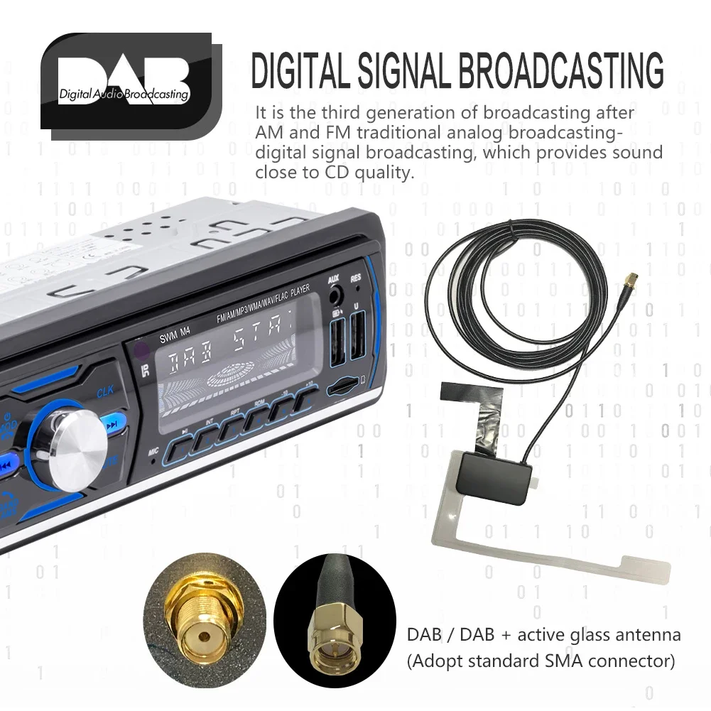 RDS DAB+ Digital Car Radio 1Din MP3 Player Dual USB Digital Bluetooth USB TF Charge Auto Stereo Support FM AM DAB AUX RCA USB SD