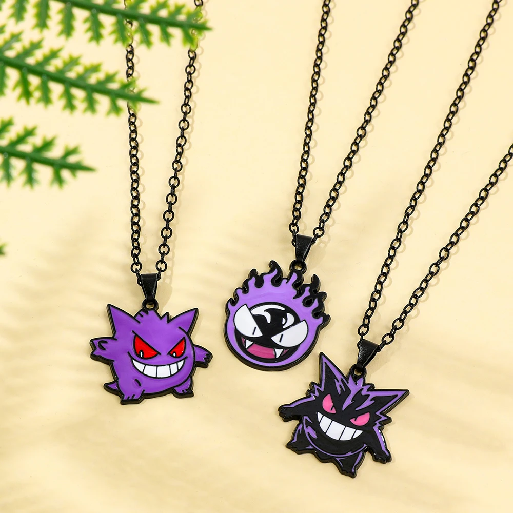 Cute Gengar Enamel Necklace Cartoon Anime Pendant Fun Accessory Ideal for Best Friends Birthday Gifts