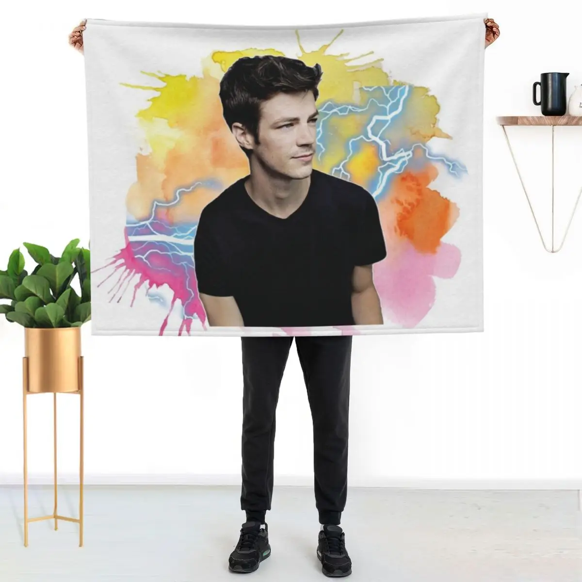 

Grant Gustin Watercolour Throw Blanket Spring Fall Cozy Throw Blanket for Couch
