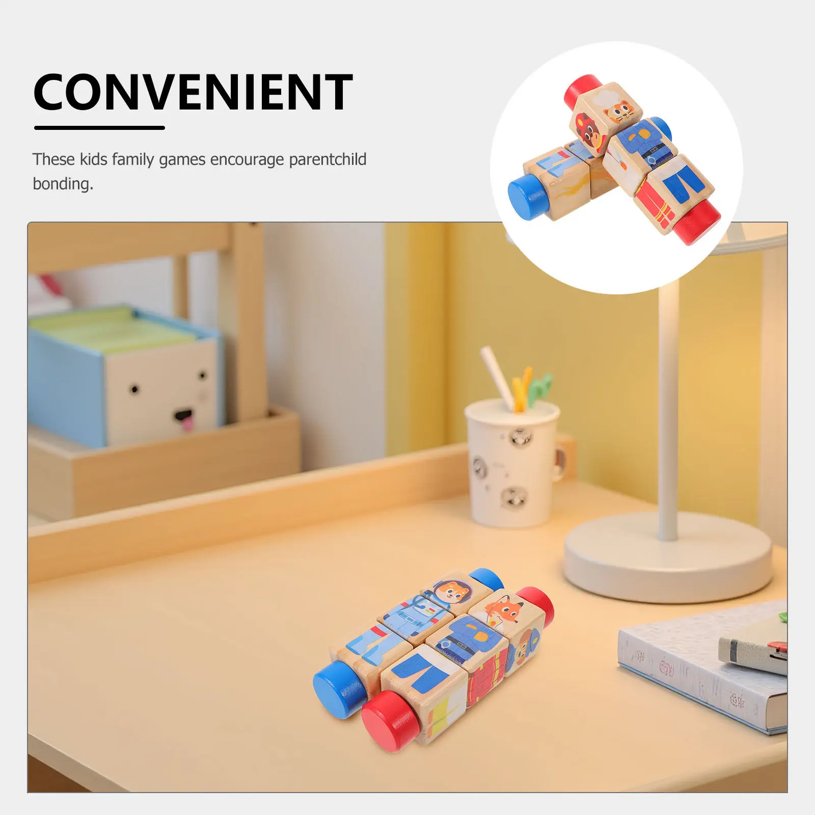 ตัวต่อไม้หมุนได้ 2 ชิ้น ของเล่นเสริมพัฒนาการแบบมอนเตสซอรี่ สำหรับเด็กเล็ก ฝึกการรับรู้ทางประสาทสัมผัส เกมจับคู่รูปทรงสัตว์