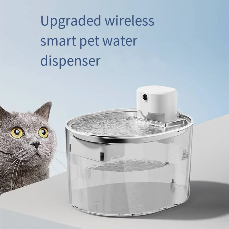 5000mAh Wireless pet water fountain Mute  large capacity dry-burning stainless steel bowl deep filtration cat dog water dispense