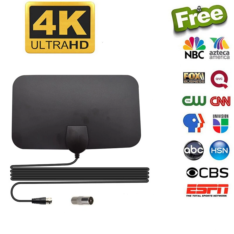 Antena de TV Digital HD 1080P 4K con Cable de 13 pies y Alcance de 50 Millas, Antena Interior HDTV 1080P 4K con Cable de 13 pies, DVB-T2, Transmisión de Canales Locales