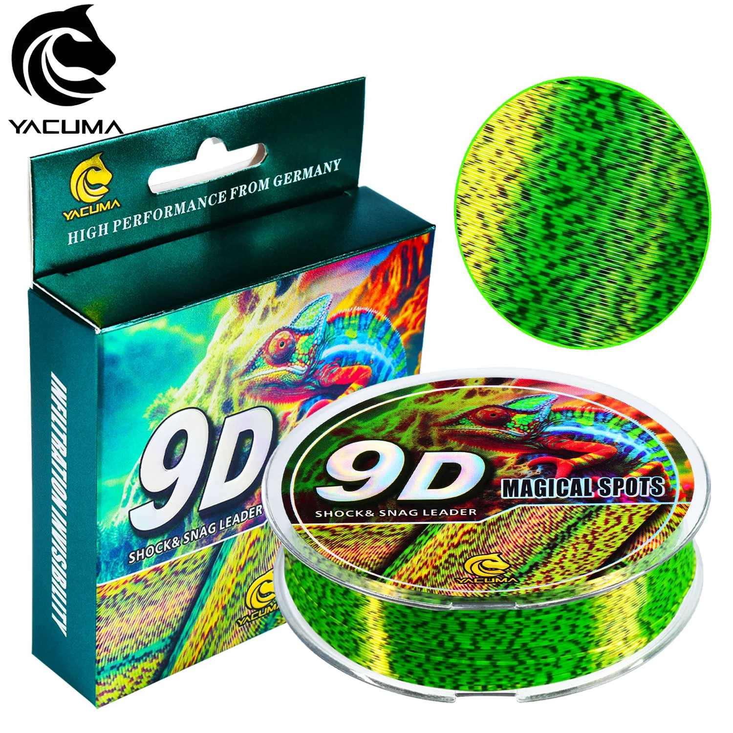 YACUMA 105M/114YDS Invisible 9D Spotted Fishing Line Camouflage Carbon Fiber Coating Monofilament Fishing Line Sink Line Pesca