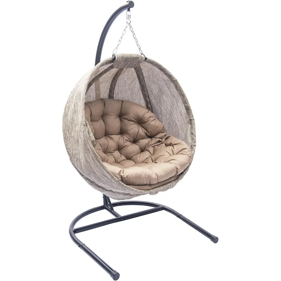 

Стул Haning Egg с подставкой — подвесной стул-шарик с плюшевыми подушками и устойчивой к атмосферным воздействиям тканью, идеально подходящий для использования в помещении и на открытом воздухе