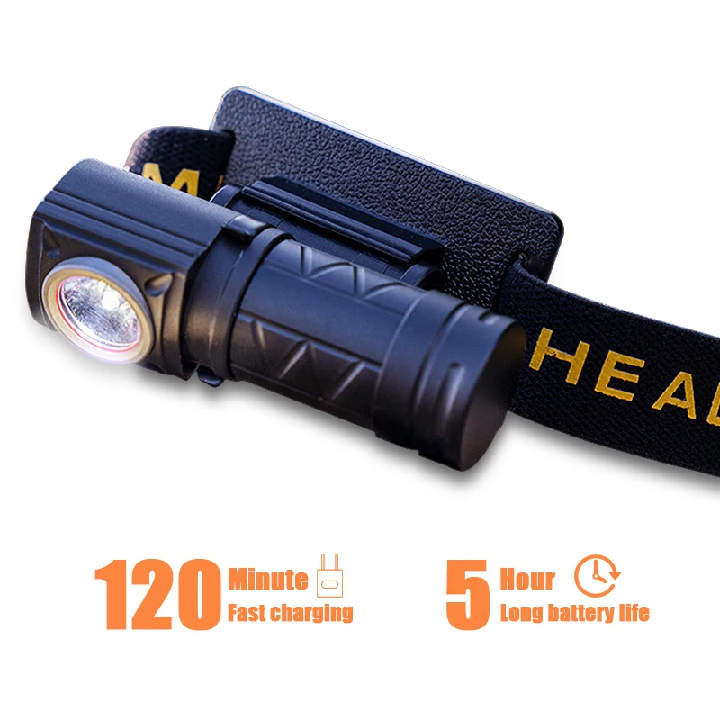 Mini LED Headlamp XPG 550lm 16340 USB Rechargeable Headlight 18350 Flashlight with Power Indicator Camping Flashlight Lantern