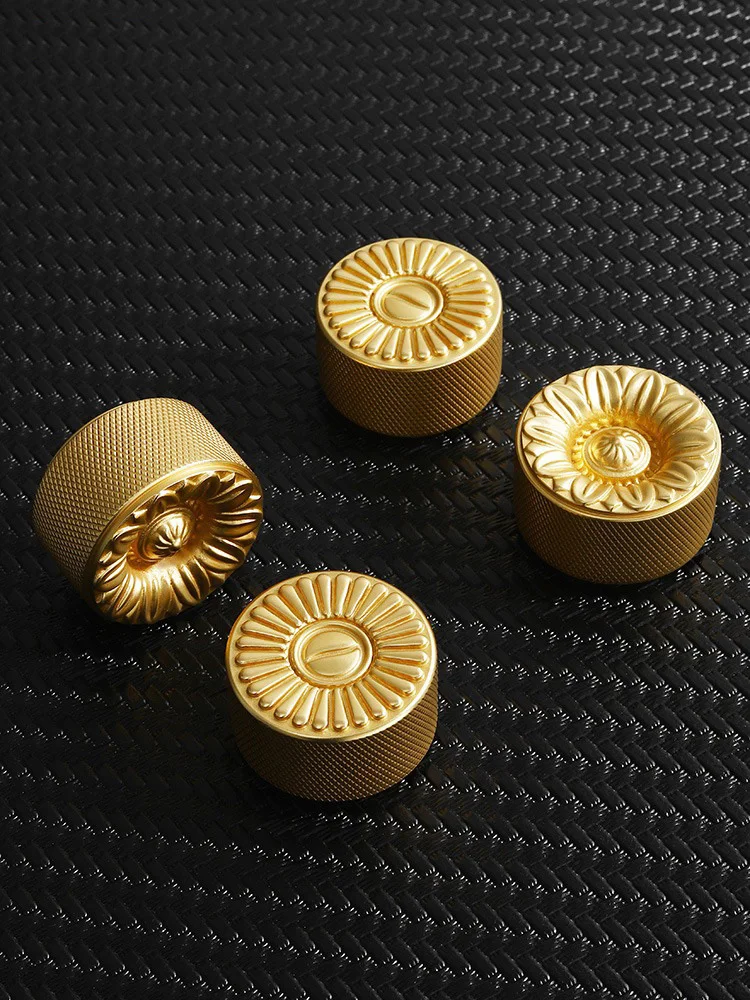 Single Hole Brass Cabinet Knob Large Gold Round Furniture Handle Modern Wardrobe Drawer Pull Handles