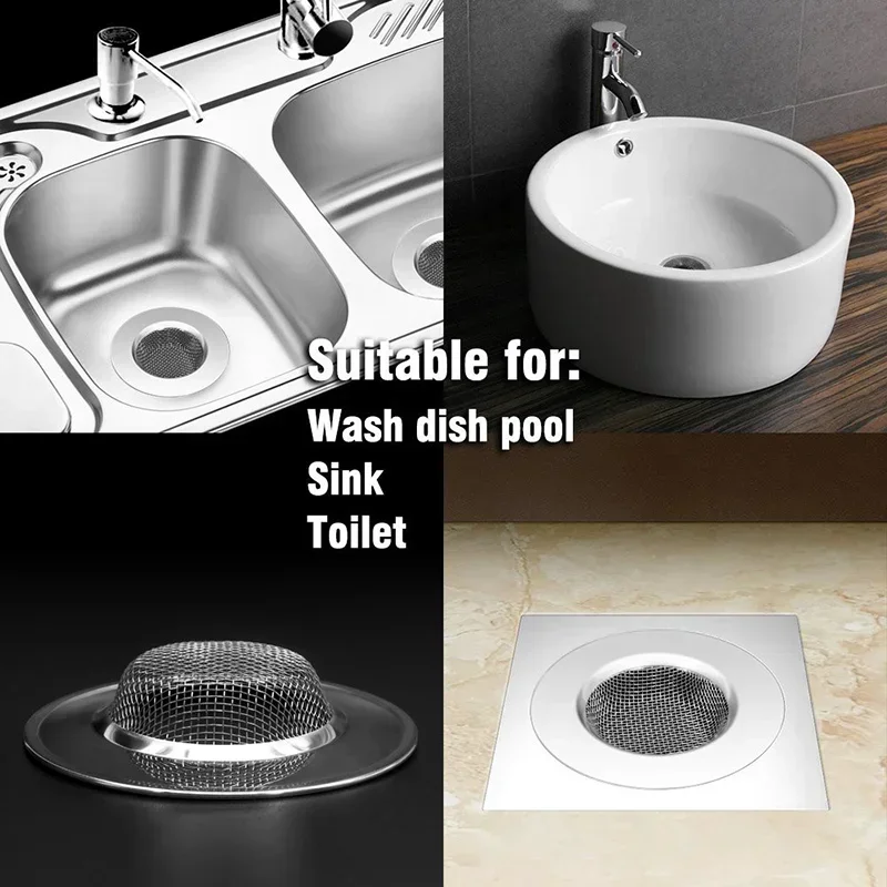 Hair Catcher Stopper Stainless Steel Bathtub Shower Drain Hole Filter Trap Metal Wire Sink Strainer Kitchen Bathroom Accessories