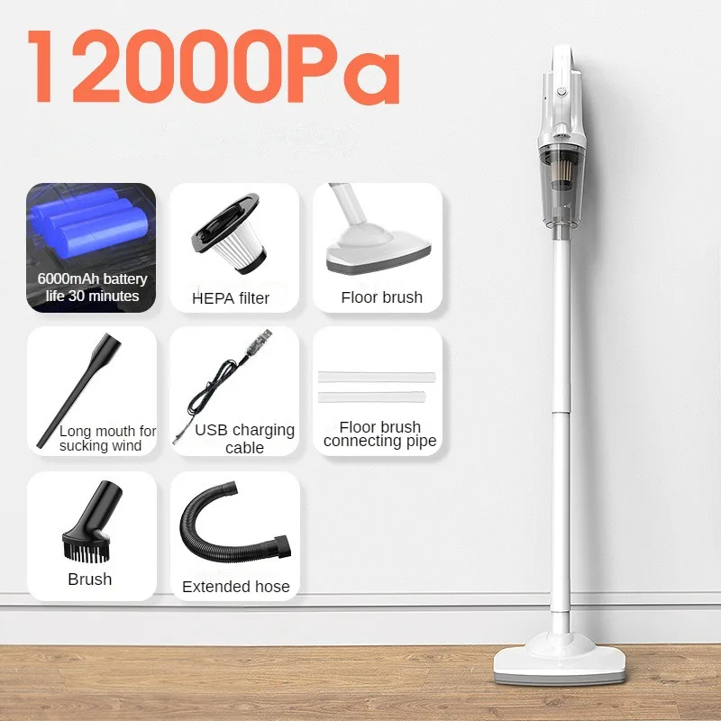 LEIBOO 12000Pa Car Vacuum Cleaner Wireless High Power Vacuum Cleaner Handheld Wet Dry Household Portable Vacuum Cleaner Charging