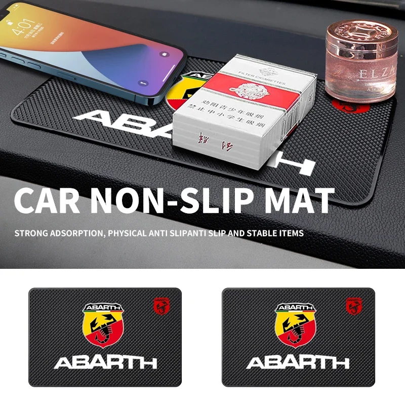 Car Silicone Non-Slip Mat Interior Console Emblem Badge Anti-Slip Pad For Fiat Abarth 500 595 124 Spider Ducato Panda Tipo Bravo