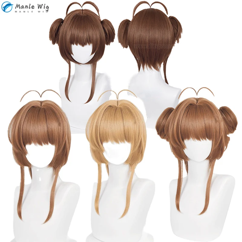 Sakura Kinomoto Cosplay Wig Anime  Cosplay Costume Heat Resistant Synthetic Hair Halloween Wigs + Wig Cap