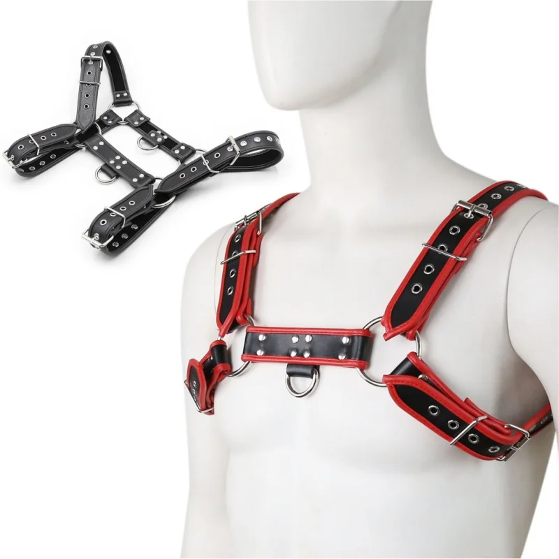 Lingerie pria Fetish Harness pakaian Pria Tank Top seksual tubuh kulit sabuk Harness tali Punk Rave kostum untuk seks dewasa