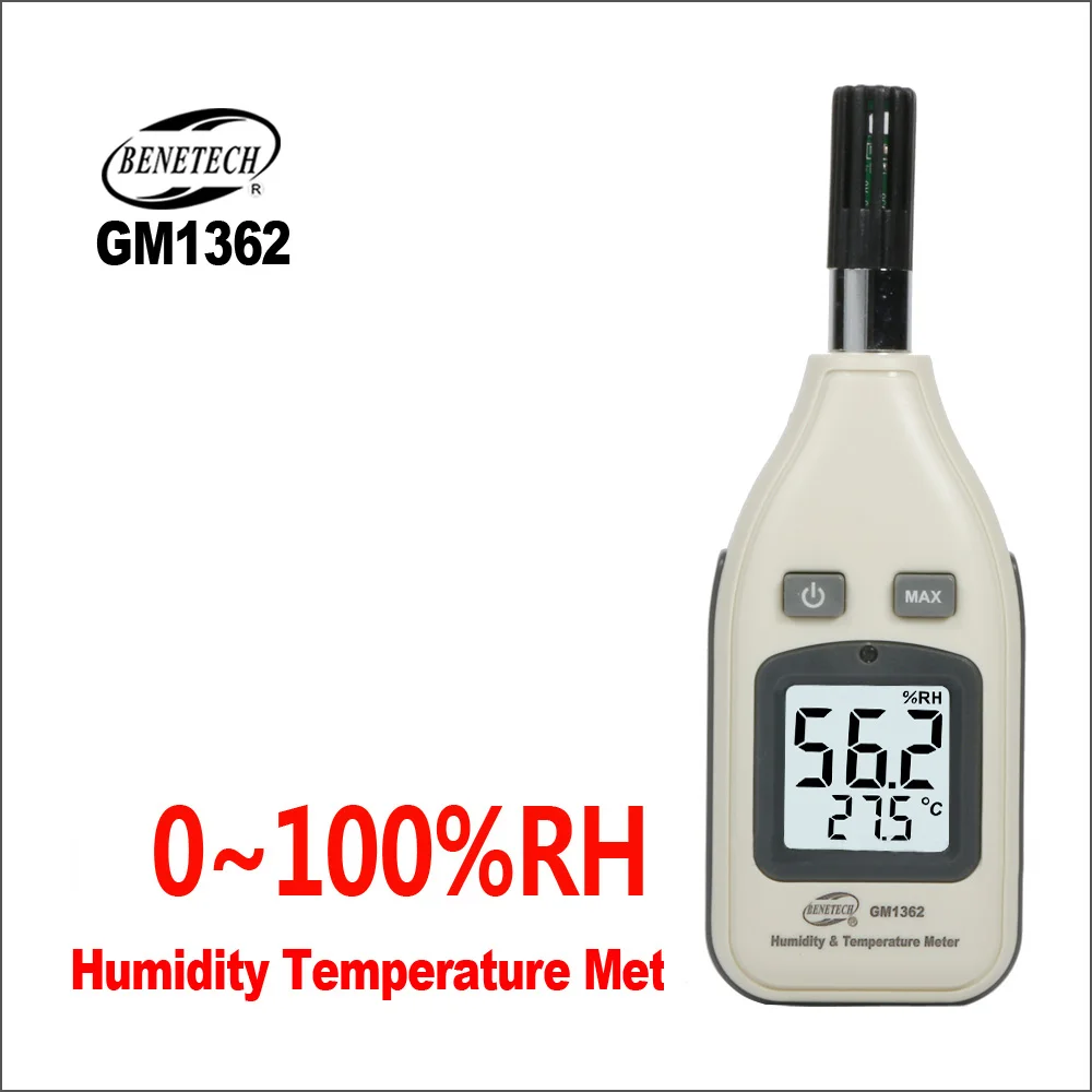 BENETECH Thermometer Digital Temperature Humidity Meter LCD Display Hygrometer Humidity Tester GM1362 0~100%RH Thermometer