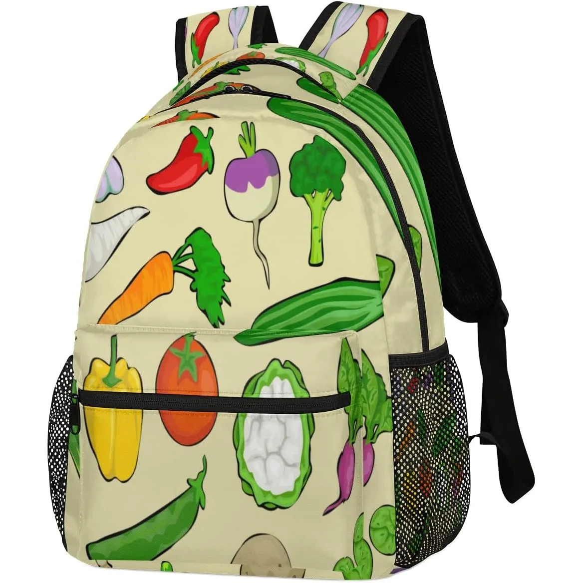 

Vegetables Print Backpack, Tomatoes Potatoes Eggplant Backpacks Shoulder Bag Casual Travel Laptop Daypack Bags