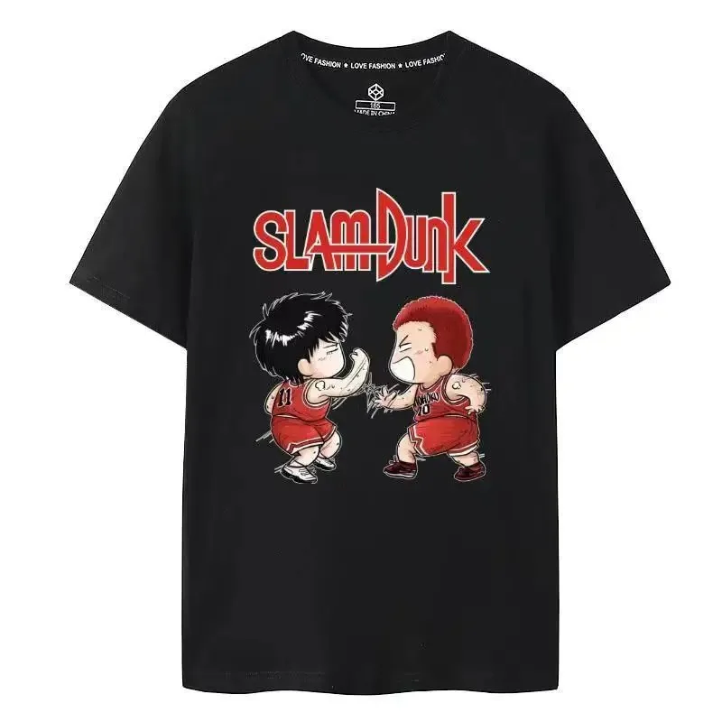 100% Cotton T-shirt SLAM DUNK Men T Shirt Outdoor Fun Cartoon Runny Sports Top Casual Print Oversized Hip Hop Short Sleeve Tees