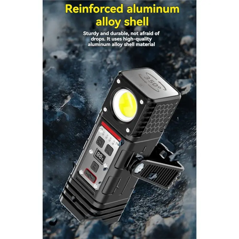 ABJN-Rechargeable Flashlights High Lumens COB Light Multi-Function Work Light For Camping Outdoor