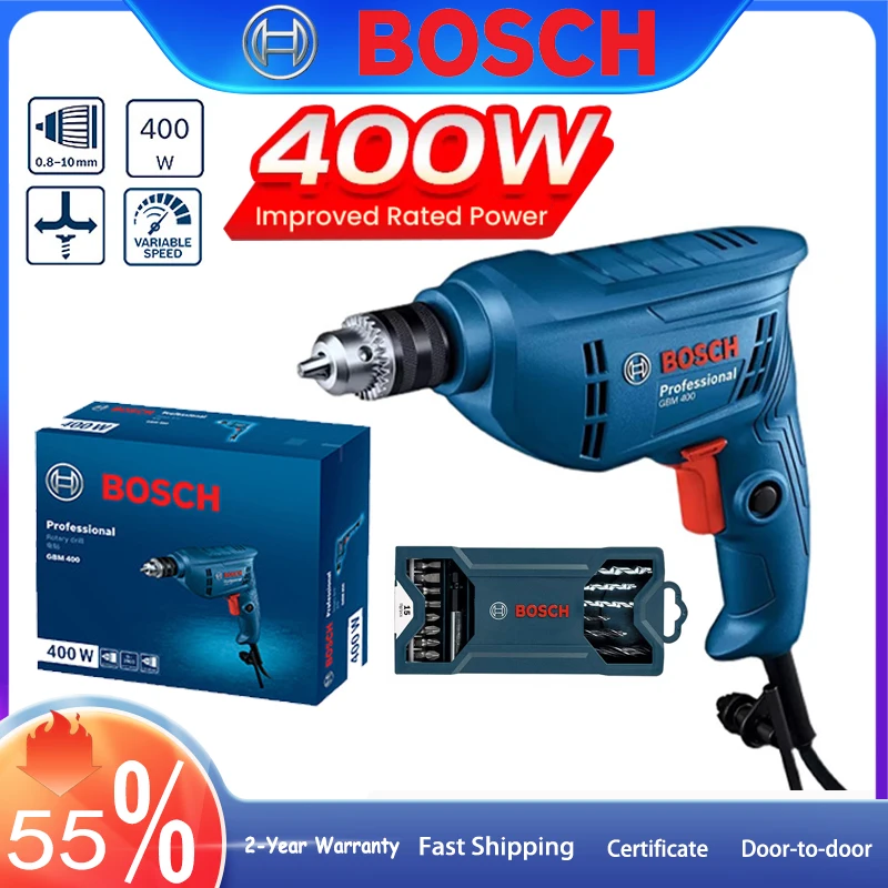 

220V Electric Drill Screwdriver BOSCH GBM 400 Professional Electric Drill 400W Variable Speed Motor Wall Tiles Drilling Machine