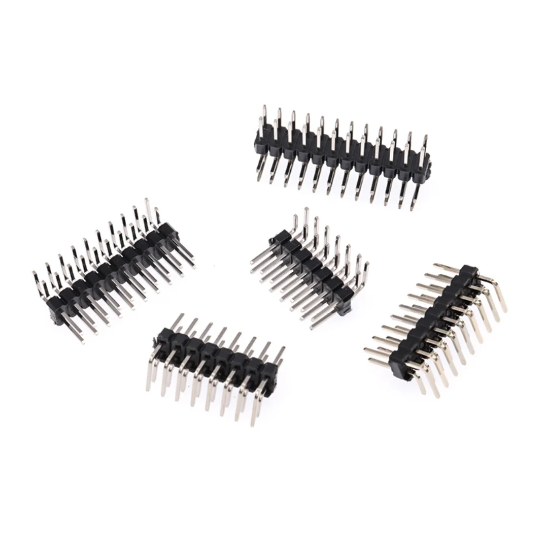 10PCS 2.54mm Double Row Right Angle PCB Board Copper Pin Header Connector Male Pinheader 1*3/4/10/12/15/40Pin for Arduino