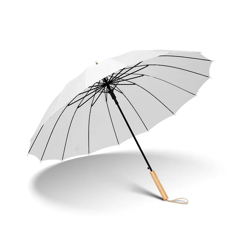 Women's Curved Handle Automatic Umbrella Long Handle Umbrella Sunny and Rainy Umbrella Large Straight Umbrella Umbrella Curved