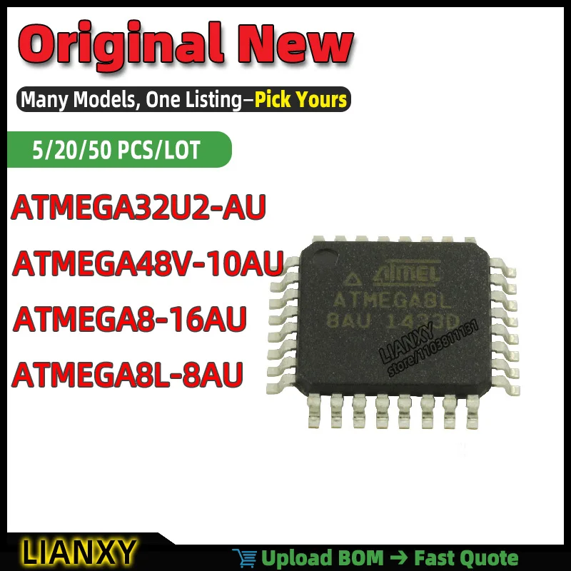 ATMEGA48V-10AU ATMEGA8L-8AU ATMEGA8-16AU ATMEGA32U2-AU TQFP-32 MICROCONTROLLER New Original