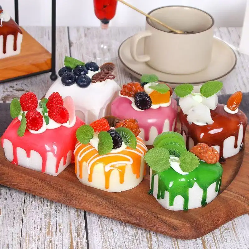 1PCS Faux Heart-Shaped Square Round Jam Cake Refrigerator Magnet Home Decoration Home Decor Accessories