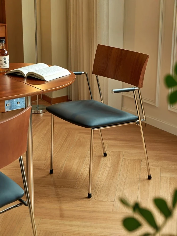 

Medieval dining chair home designer solid wood chair backrest Internet celebrity cafe dining table chair simple armrest