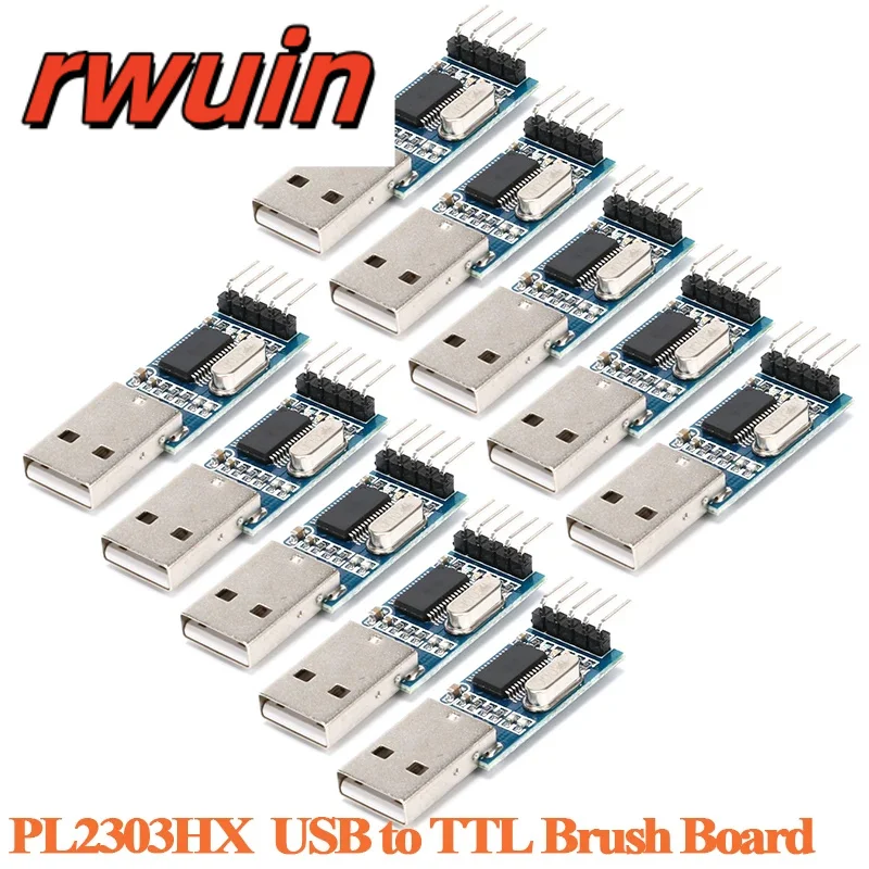 10pcs/1pc PL2303HX USB to RS232 TTLBrush Board Module HW-474 Single-chip Microcomputer Download Wire Cable Brush Shield