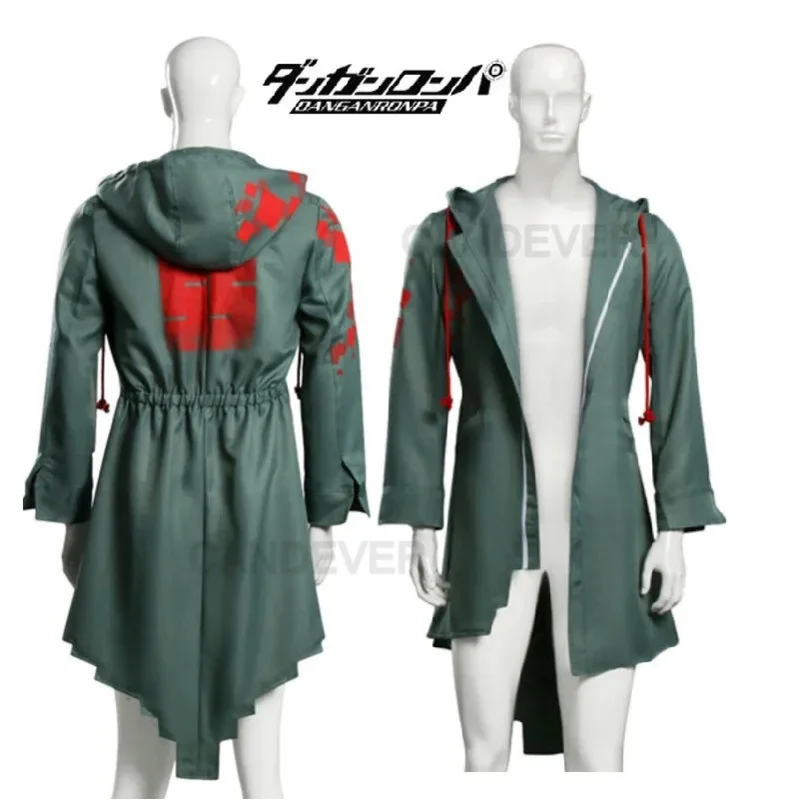 Super Danganronpa 2 komaeda Nagito jacket hoodies army green color coat cosplay costume COS trench uy6403