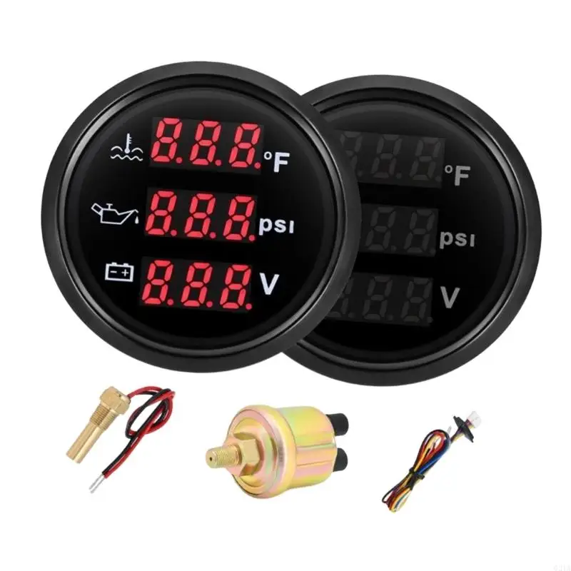 

52mm Alloy Digital Oil Pressure Monitor Water Temperature Meter