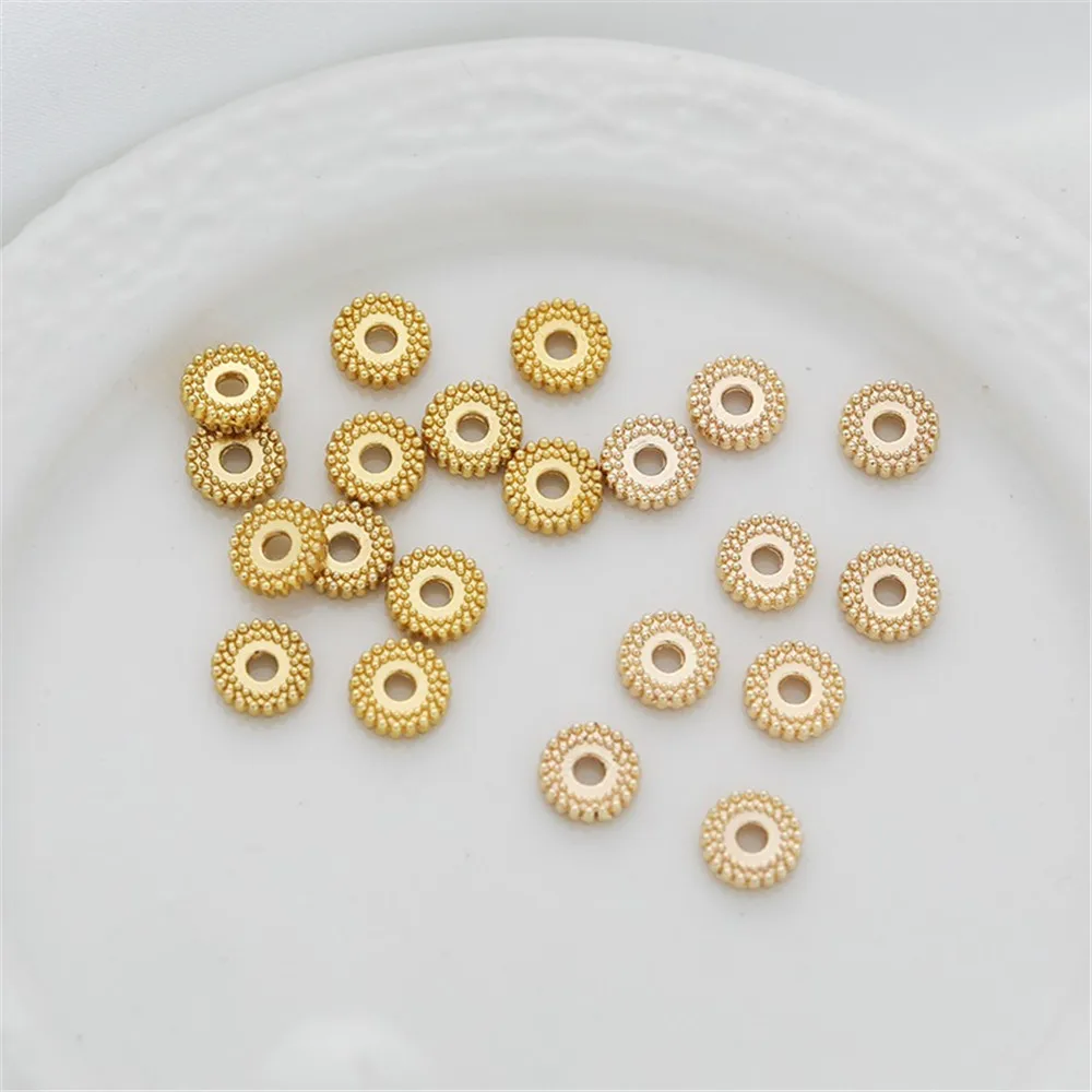 

18K Gold Color Fried Dough Twists Bead, Trimming Tire Pattern, Loose Spacer, DIY Hand Jewelry with Beads, 6mm, 8mm