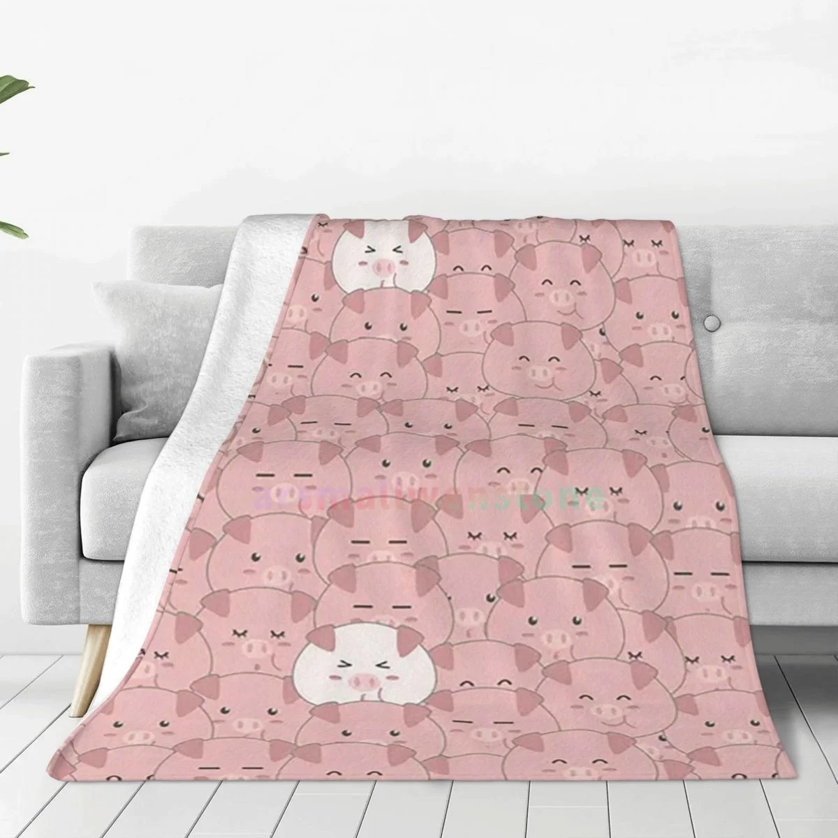 

Фланелевое флисовое одеяло с милым рисунком розовой свиньи, мягкое, теплое, легкое, уютное, нечеткие одеяла с защитой от скатывания для дивана, кровати, дивана