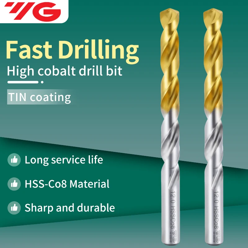 YG-1 D2GP191 HSS -Co8 1.0-13.0 Set Mata Bor Twist Tangkai Lurus Lapisan Titanium Pemrosesan Baja Tahan Karat