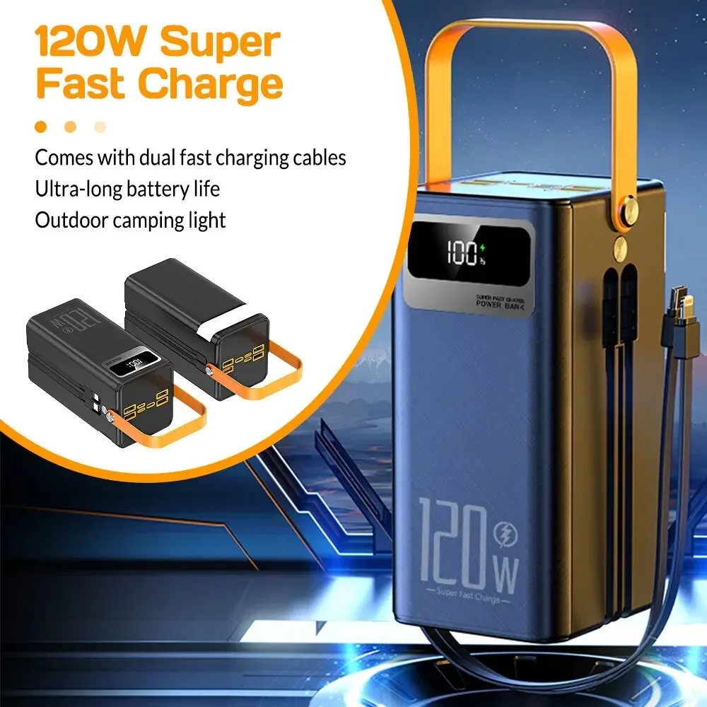 80000mAh Power Bank 120W Fast Charging Portable Charger External Battery Pack Supports Simultaneous Charging 7 Devices