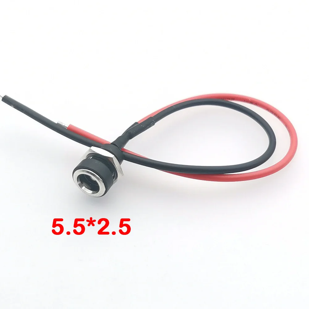 18AWG DC 5.5*2.1/2.5 3.5*1.3 Power Cable Wire Connector Charger 10A high Current DC Power Plug Female Socket About 15CM