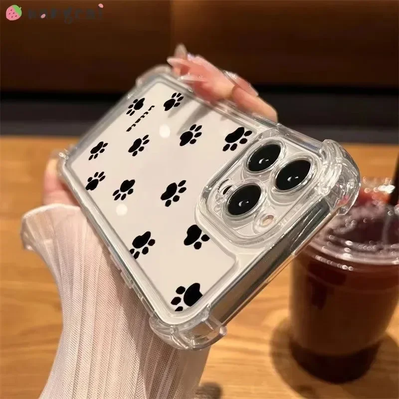 Cute Paw Print Case For Samsung Galaxy M44 M13 M33 M53 M23 M04 M55 M15 5G 4G Anti-fall Clear Cover