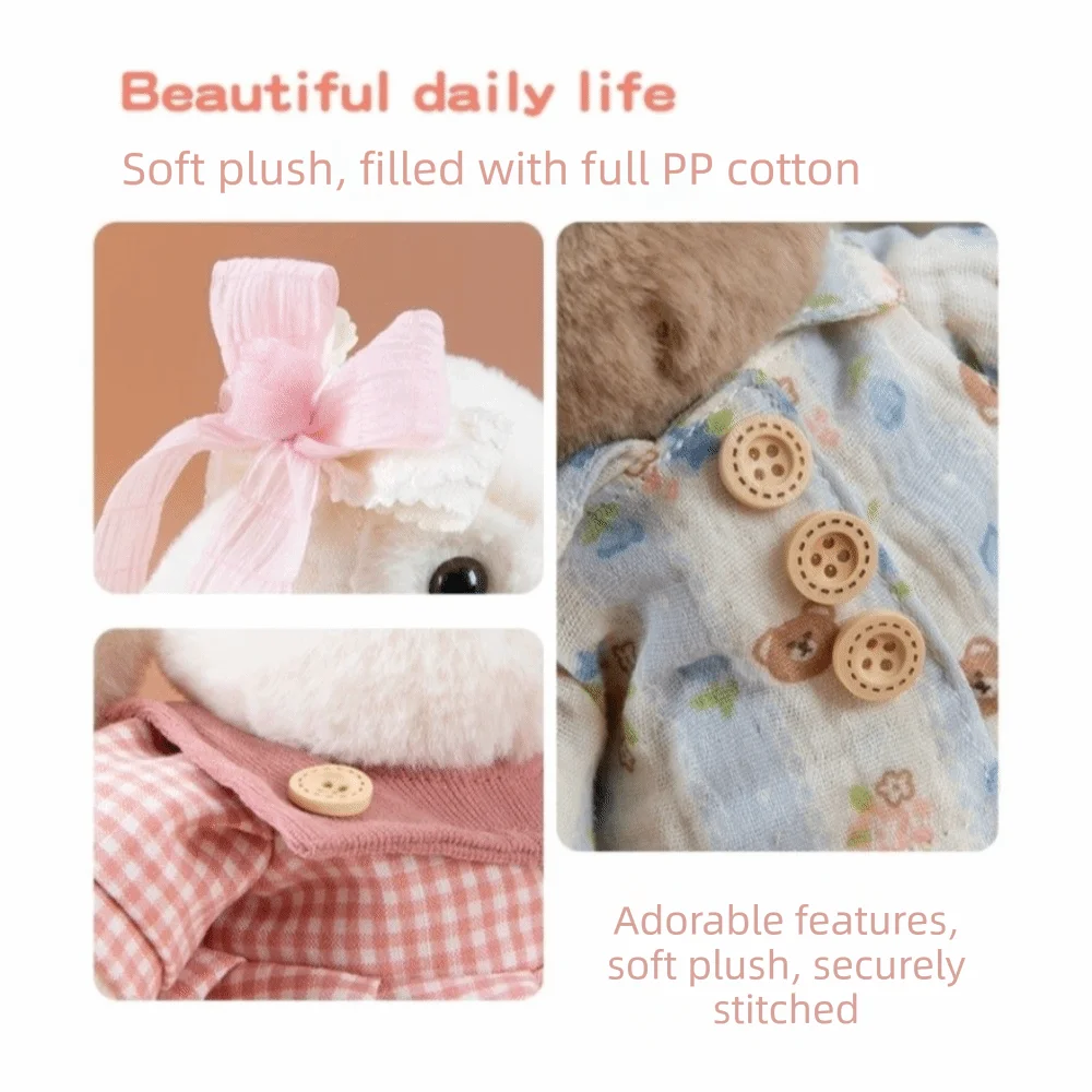 Hugging Companion Super Soft Bunny Long Ear Clothed Bunny Stuffed Animal Rabbit High Quality Cartoon Rabbit Plushie Girls Gift
