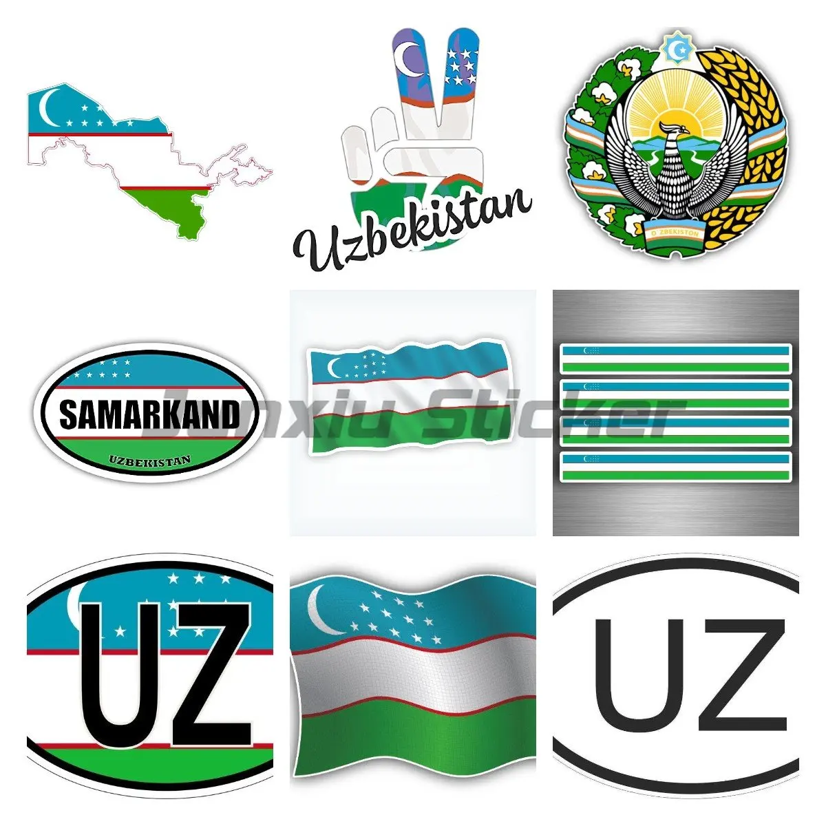 

Uzbekistan Flag Decal Styling PVC Cars, Laptop, Boat, for Wall Door Window Helmet Car Stickers