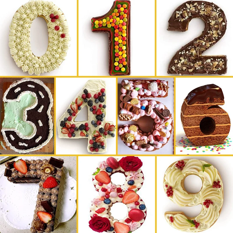 3D Silicone Molds Large Silicone Arabic Number Fondant Cake Baking Pan For Birthday Festival Anniversary Wedding Party 0-9