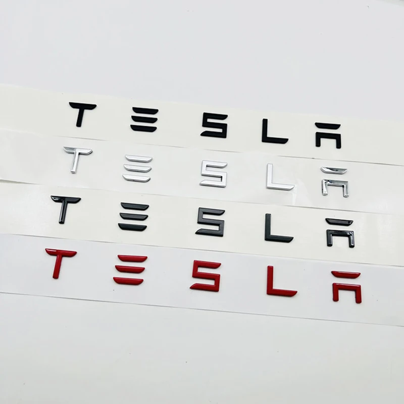 3D-эмблема Tesla из ABS-пластика с эффектом карбона и хрома, черные буквы, наклейки на задний багажник для Tesla Model 3, Y, X, S, аксессуары