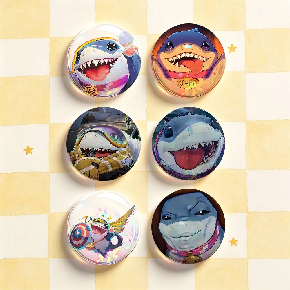 J-Jeff the Land Shark-k Custom Badges 75mm 44mm 25mm 32mm 58mm Hat Backpack Accessories Toys Collect Gifts Large