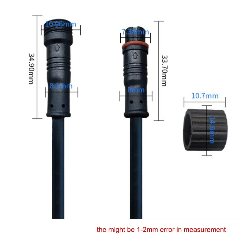 케이블 와이어 플러그 수 플러그 암 헤드 커넥터 잭, 방수 IP65, 2 핀, 3 핀, 4 핀, 24AWG, 3A, 15mm