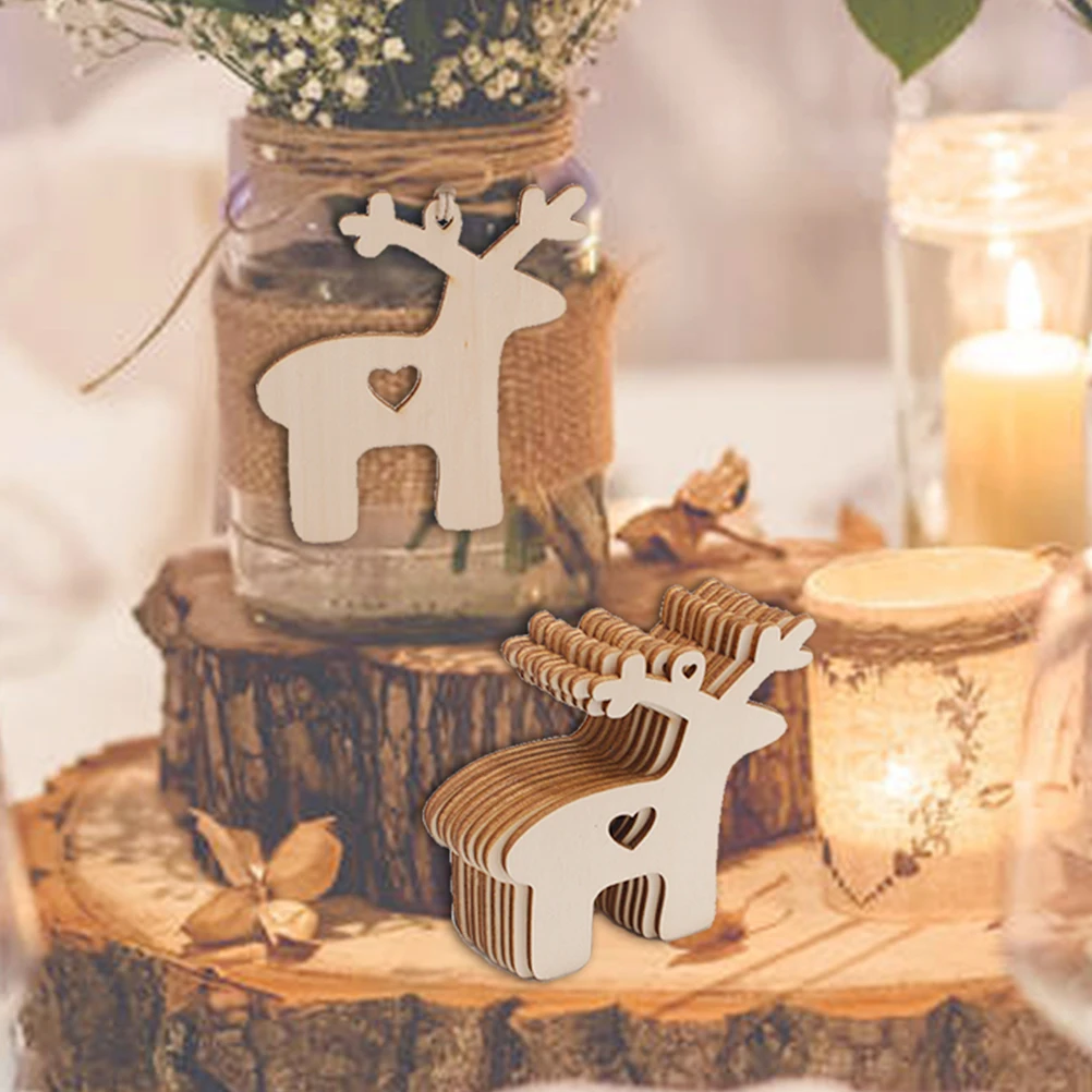 

30Pcs Elk Christmas Hanging Ornament Wooden Cutout Design for Festive Decor DIY Holiday Decoration