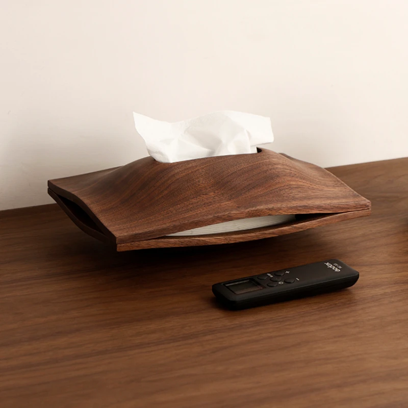 

Hill Solid Wood Desktop Tissue Box Modern Minimalist Living Room Home Walnut Tissue Box High-End