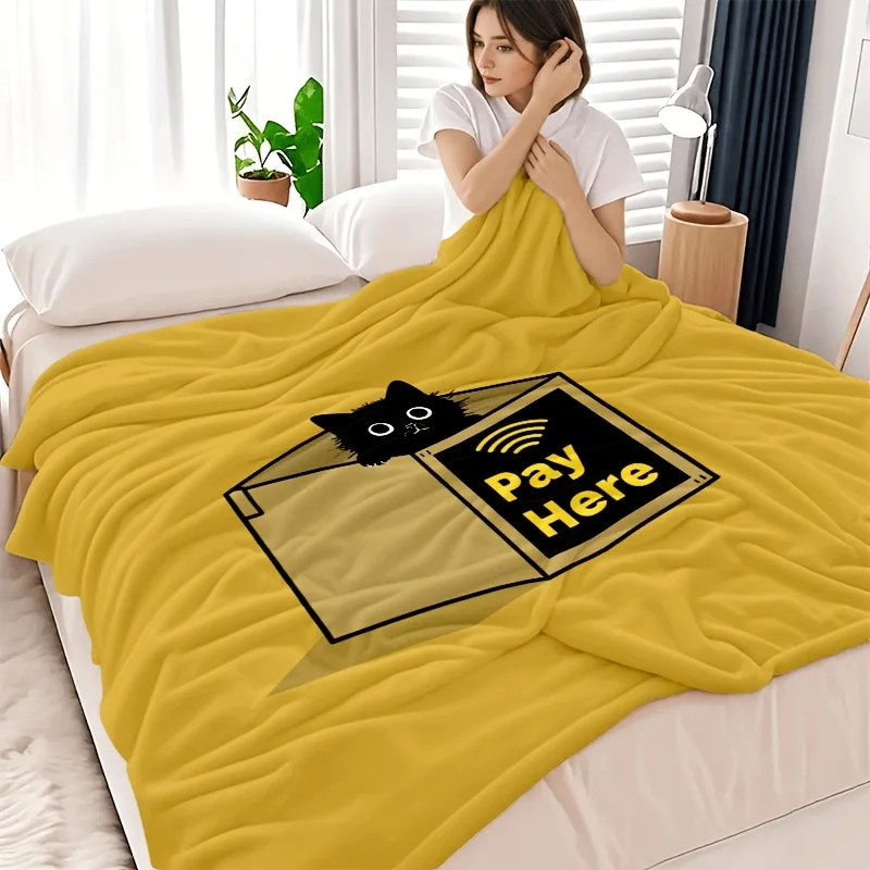 Cute Cat Lover Funny Payment Box Blanket Throw Plush Sofa Decor Cozy Home Gift 150x200cm Large Size