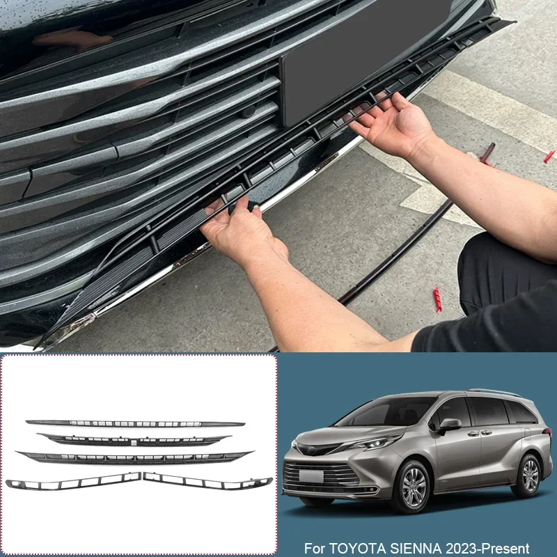 Replacement Front Bumper Center Intake Grille Cover For Toyota SIENNA 2023-2027 Front Upper Lower Grille Buckle Insect Proof Net