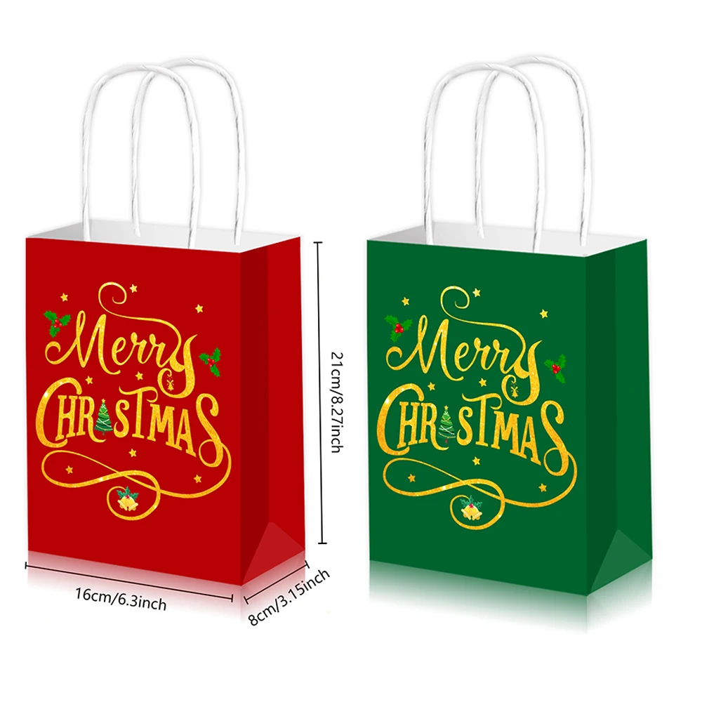 4/20/40 قطعة عيد الميلاد كرافت حقائب للهدايا مع مقابض سانتا كلوز عيد ميلاد سعيد أكياس ورقية لقضاء عطلة حفلة المفضلة شنطة هدايا #6