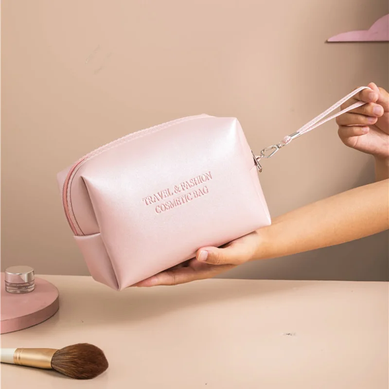 Sac à cosmétiques de voyage grande capacité, pochette de maquillage Portable en cuir pour femmes, sac de lavage de salle de bain étanche, Kit de toilette multifonction