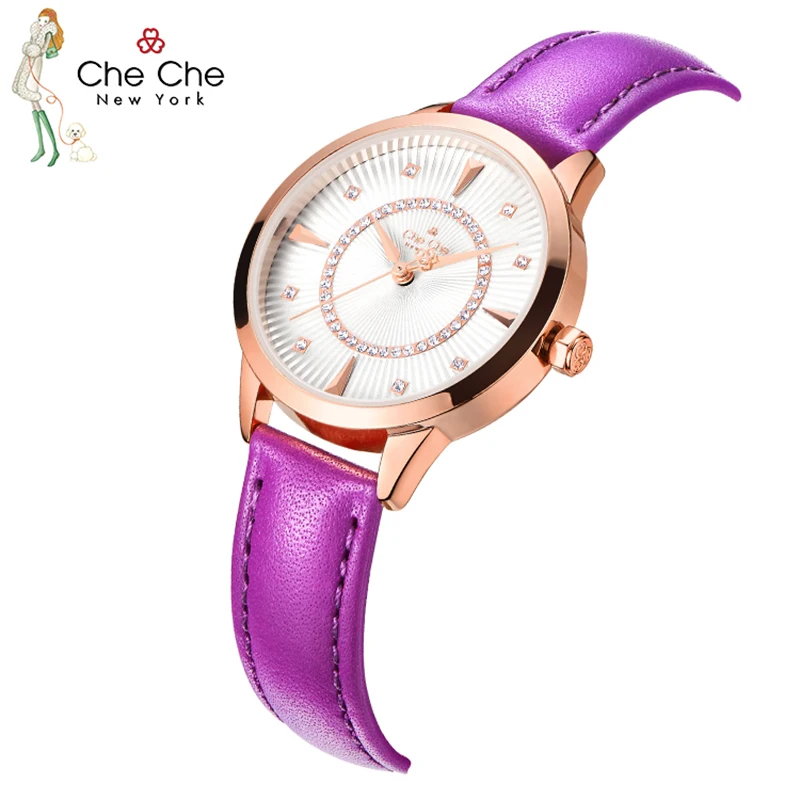CHECHE Watch female genuine cherry gemstone light luxury temperament quartz tide elegant fashion simple thin send gift box CC038