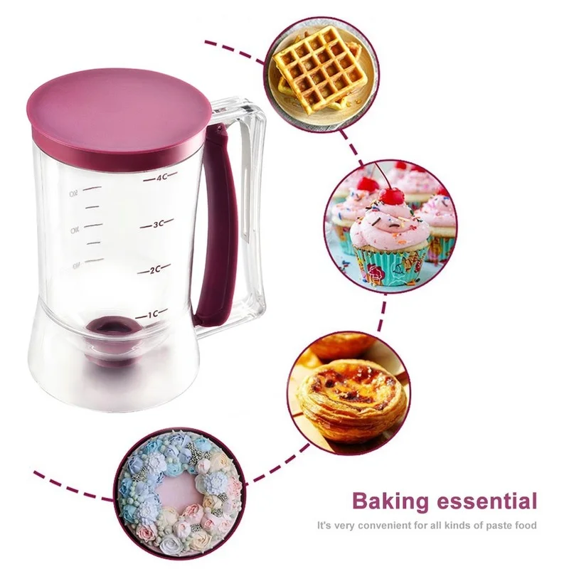 900ml Batter Flour Dough Dispenser For Biscuit Muffins Cupcake Scoop Cream Hopper Paste Dispenser For Pancake