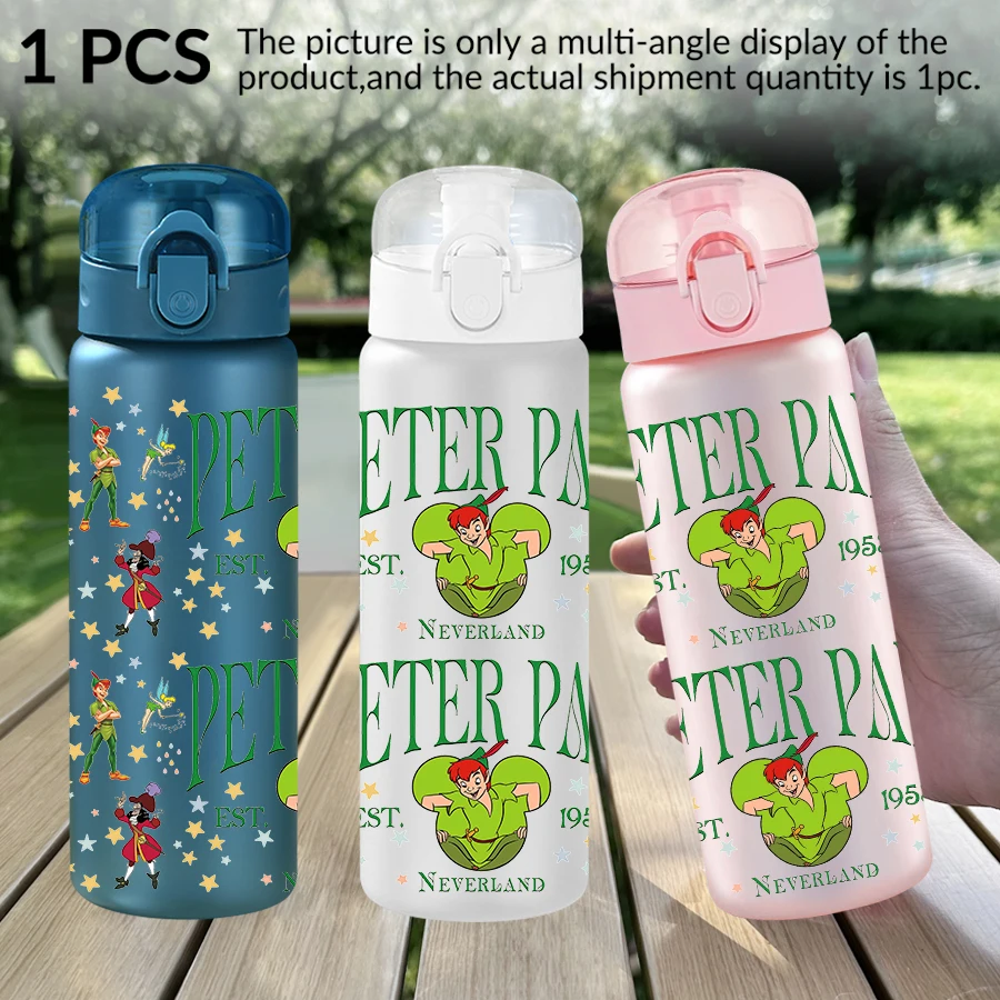Botella de agua de plástico Disney, Peter Pan, Star, 26oz, taza de agua deportiva con cuerda elevadora, regalo de cumpleaños/retorno a la escuela, 1 ud.